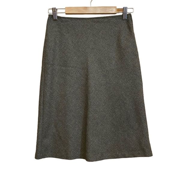 Sisley Skirt Women 6 US / EU38 Solid Green Wool Silk Blend Midi A Line - Picture 1 of 10